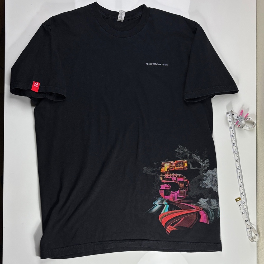American Apparel DOUBLE SIDED Black Tee with Colorful Graphic